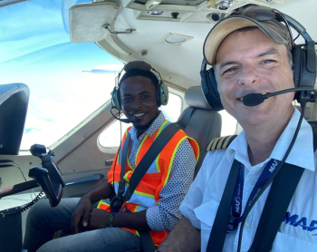 James Dweh first flight with captain Steve Biggs