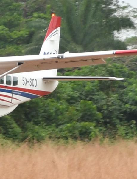 MAF plane landing at Zwedru, Liberia