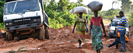 The challenges of overland travel on the dirt roads of Liberia