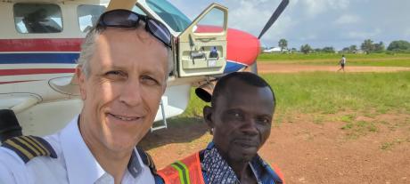 Hansjoerg Schlatter MAF Liberia guest Pilot and Thomas Harris Airport Manager